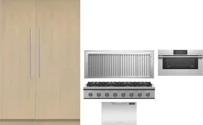 6 Piece Package Includes Refrigerator, Freezer, Cooktop, Wall Oven, Hood And Dishwasher